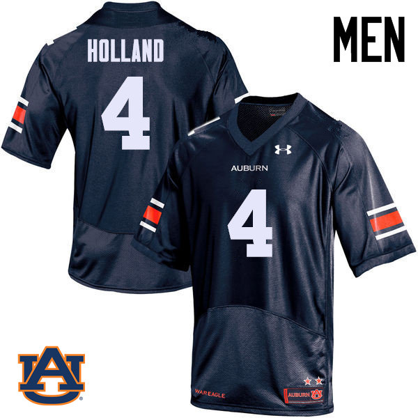 Men Auburn Tigers #4 Jeff Holland College Football Jerseys Sale-Navy